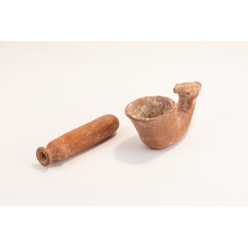 276 - A Lot of 2 Terracotta Bottle & Rhyton Possibly Roman.

Bottle H: Approximately 11cm
Rhyton H: Approx... 