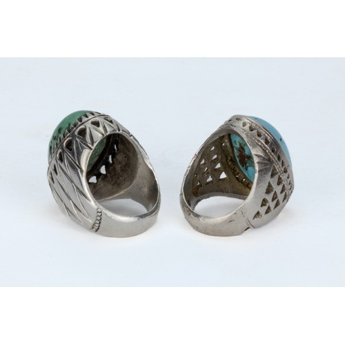 51 - A Lot of 2 Persian Silver Turquoise Rings.