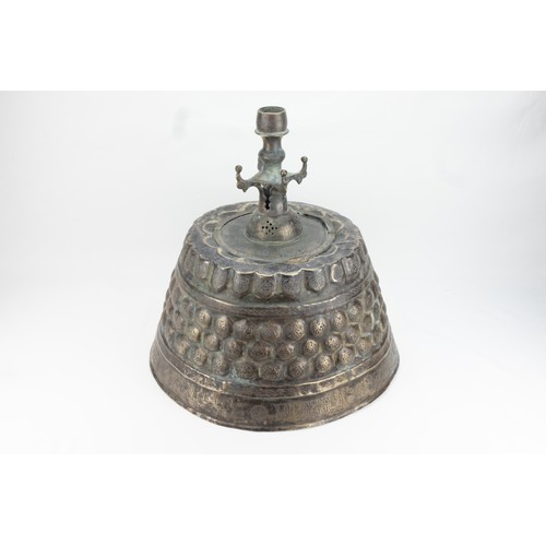 191 - An Islamic Khorasan Bronze Candle Stand from the 12th Century Decorated with Intricate Carvings of K... 