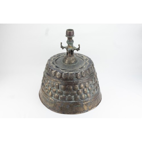 191 - An Islamic Khorasan Bronze Candle Stand from the 12th Century Decorated with Intricate Carvings of K... 