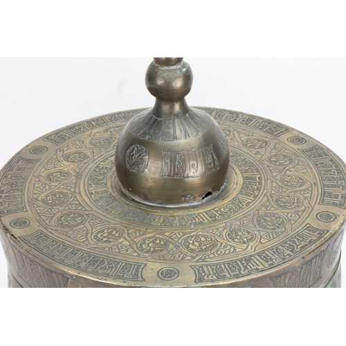 192 - An Islamic Khorasan Large Bronze Jewellery Box Decorated with Intricate Carvings of Kufic Inscriptio... 