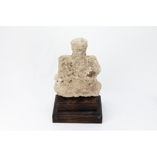 284 - A Buddhist Plaster Seated Figure of a Man Sitting from the 19th Century.

With Stand H: Approximatel... 