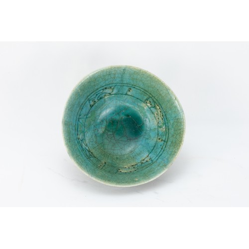 199 - An Islamic Kashan Ceramic Green Glazed Bowl from the 12th Century.

D: Approximately 14.8cm