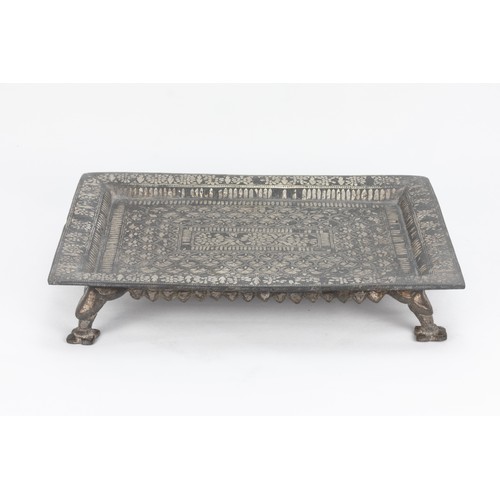 207 - An Islamic Indian Silver Inlay Birdi Tray Decorated with Floral Patterns from the 18th Century.

L: ... 