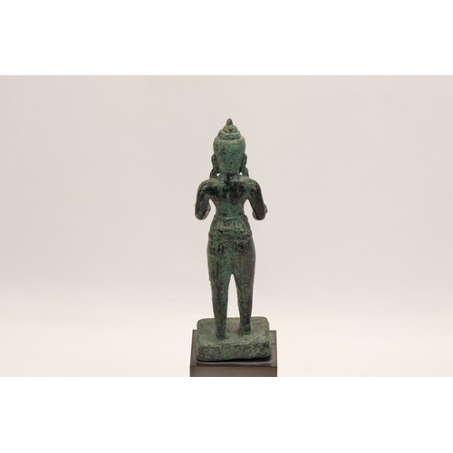 289 - A Cambodian Bronze Figure of Shiva from the 11th Century.

H with Stand: Approximately 20.7cm
H: App... 