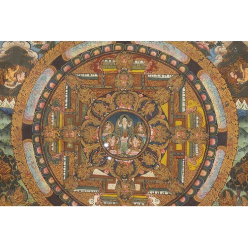 264 - A Tibetan Nepalese Thangka Painting Decorated with Gold Inlay. 

Approximately 39.7x33.3cm