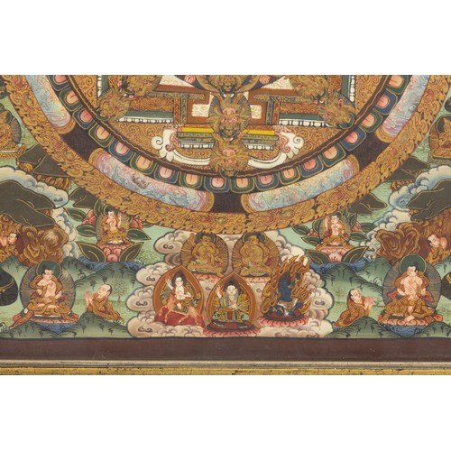 264 - A Tibetan Nepalese Thangka Painting Decorated with Gold Inlay. 

Approximately 39.7x33.3cm