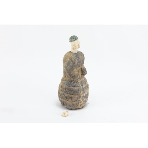 291 - A Lapis Lazuli Bactria Style Large Idol with Miniature White Stone Head & Hand & a Bronze Hat.

H: A... 