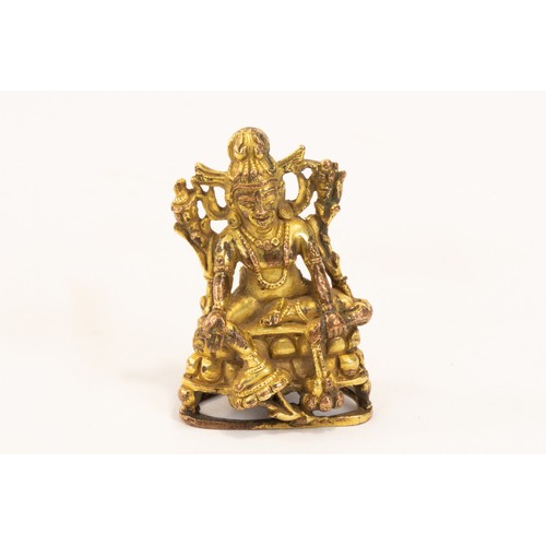 266 - A Tibetan Bronze Gilted Buddhist Figure of Mahasiddha from the 19th Century.

H: Approximately 6.5cm