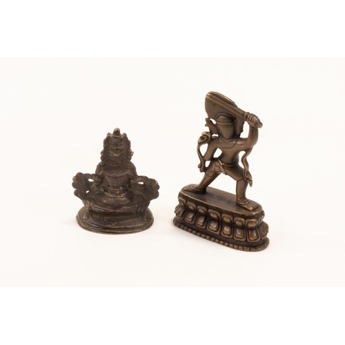 270 - A Lot of 2 Tibetan Bronze Buddhist Miniature Figures of Hayagriva and Sakyamuni.

H: Approximately 5... 