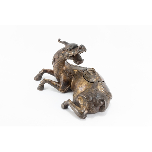 100 - A Chinese Bronze & Gilt Qilin Censer from the 18-19th Century.

L: Approximately 25cm