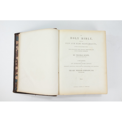 10 - A Lot of 2 Printed Scott's Bibles with Leather Covers from the 18th Century.

Includes Volumes I & I... 