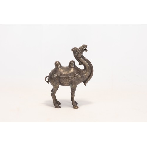 105 - **NO RESERVE** 
A Chinese Tibetan White Metal Figure of a Camel.

H: Approximately 16.5cm