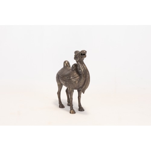 105 - **NO RESERVE** 
A Chinese Tibetan White Metal Figure of a Camel.

H: Approximately 16.5cm