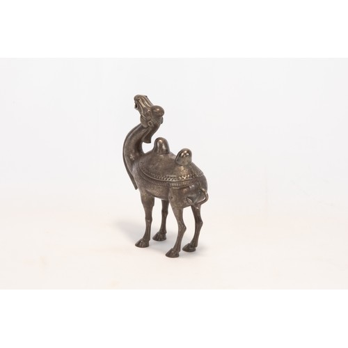 105 - **NO RESERVE** 
A Chinese Tibetan White Metal Figure of a Camel.

H: Approximately 16.5cm