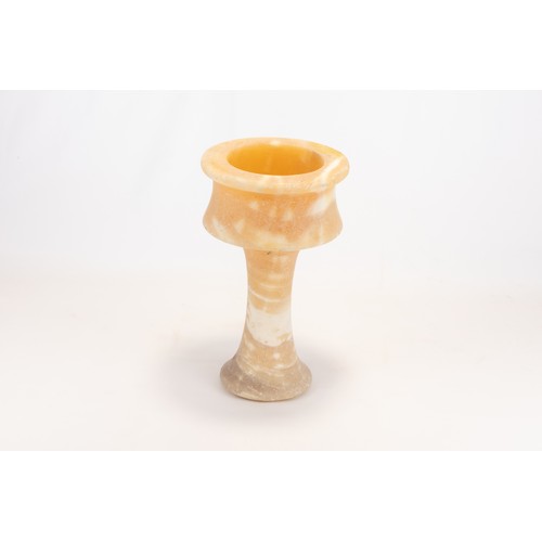 297 - A Bactrian Style Alabaster Rhyton Cup.

H: Approximately 26cm