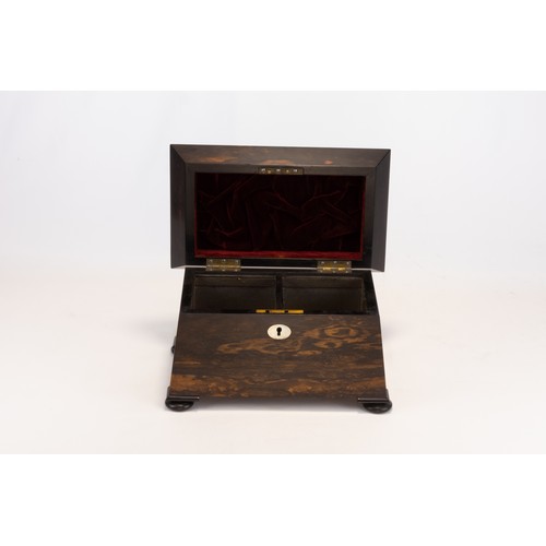 12 - A Regency Coromandel Compartmental Tea Caddy with Original Velvet Lining & Mother of Pear Inlay, Cir... 