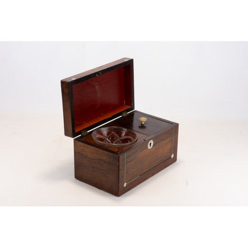 15 - A Rosewood Tea Casket with Mother Pearl and Burt Walnut Cross-Banding Bead Edge Border from the Earl... 