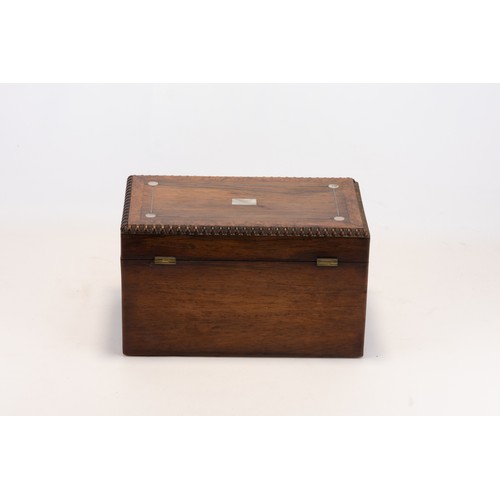 15 - A Rosewood Tea Casket with Mother Pearl and Burt Walnut Cross-Banding Bead Edge Border from the Earl... 