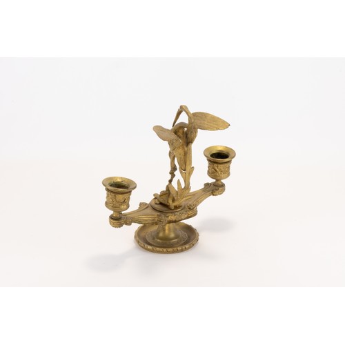 27 - A French Brass Candelabra with a Flamingo Standing on a Turtle.

H: Approximately 17cm