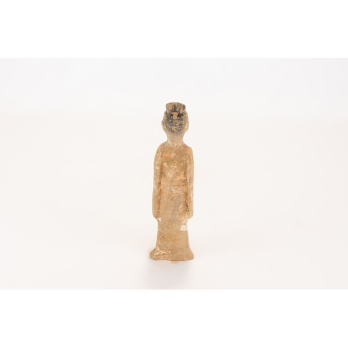 113 - A Chinese Pottery Female Figure in a Long Robe from the Tang Dynasty. 

H: Approximately 22cm