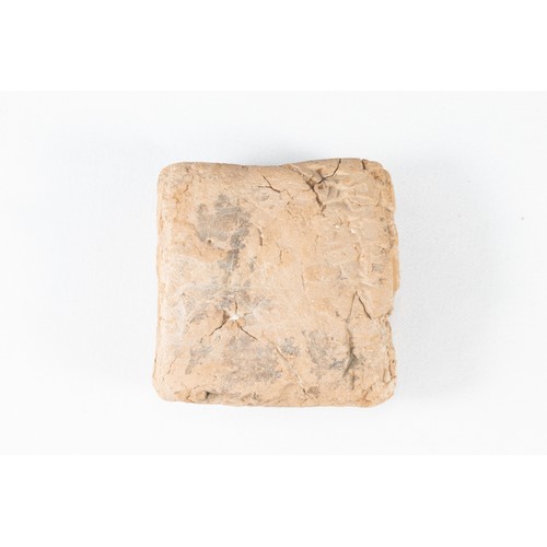 306 - An Old Babylonian Square Clay Cuneiform Tablet Circa 1900-1700 B.C. with Cuneiform Scripts Engraved ... 