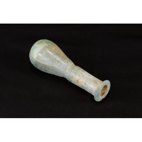 318 - An Ancient Roman Glass Unguentarium Blown from Pale Translucent Glass with a Slight Teal Tint Circa ... 