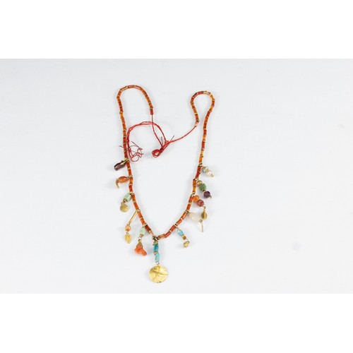 339 - A Western Asiatic Carnelian, Gold & Turquoise Charm Necklace Circa 1st Millennium B.C. - 1st Millenn... 