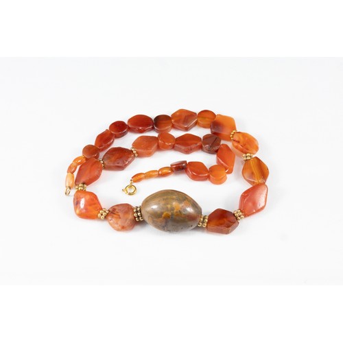 340 - A Western Asiatic Carnelian & Gold Beaded Necklace Circa 1st Millennium B.C. - 1st Millennium A.D. 
... 