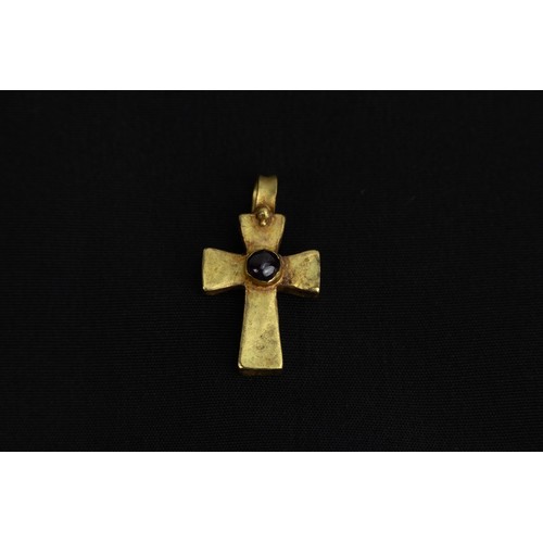 282 - A Late Byzantine Miniature Gold Cross Pendant Decorated with Garnets from the 16th Century.

Approxi... 