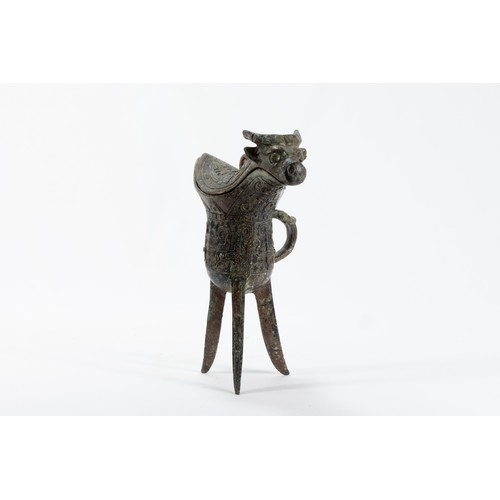 82 - A Chinese Bronze Oil Lamp in the Shape of a Cow.

H: Approximately 20cm