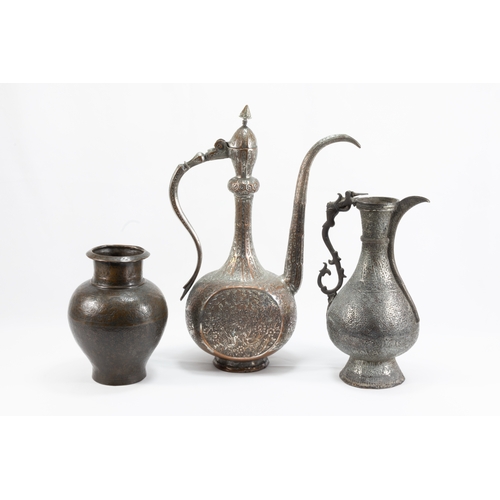 168 - A Lot of 3 Islamic Qajar Copper Water Jugs and a Vase from the 19th Century.

H: Approximately 18.5c... 