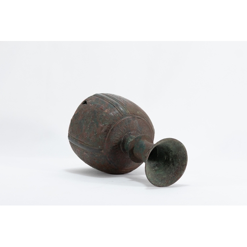 174 - An Islamic Khorasan Bronze Perfume Bottle from the 12th Century.

H: Approximately 18.5cm