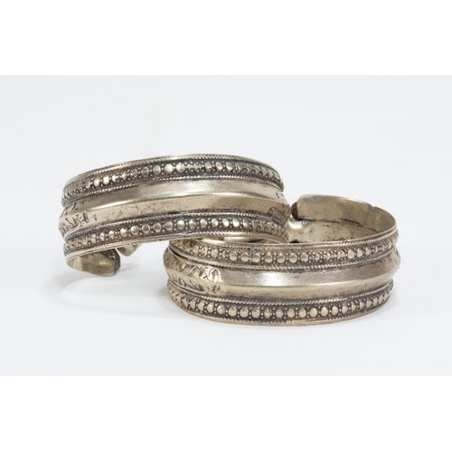 314 - A Pair of Tribal Afghan Silver Bracelets. 

116g