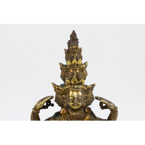 40 - A Rare Tibetan Bronze Gold Gilt Figure of Avalokiteshvara.

H without stand: Approximately 10.2cm

P... 