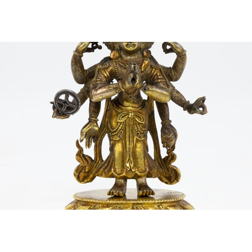 40 - A Rare Tibetan Bronze Gold Gilt Figure of Avalokiteshvara.

H without stand: Approximately 10.2cm

P... 