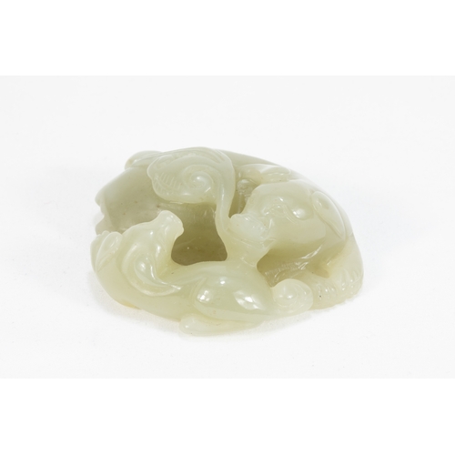 115 - A Chinese Hand-Carved Jade Figure of a 2 Sitting Dogs.

L: Approximately 6.8cm