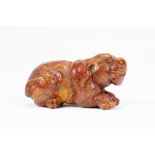 118 - A Chinese Hand-Carved Agate Figure of a Dog.

L: Approximately 6.5cm