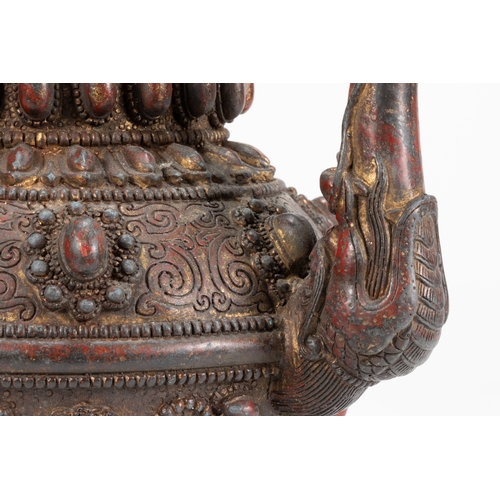 60 - A Large Tibetan Bronze Teapot with the Handle & Sprout Shaped as a Dragon 

H: Approximately 25cm