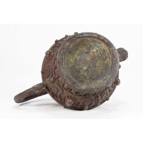 60 - A Large Tibetan Bronze Teapot with the Handle & Sprout Shaped as a Dragon 

H: Approximately 25cm