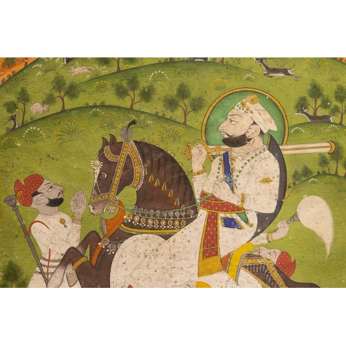 290 - An Indian Kota School Painting Depicting Maharaja Chhatrasal on Horseback from the 20th Century.

Ap... 