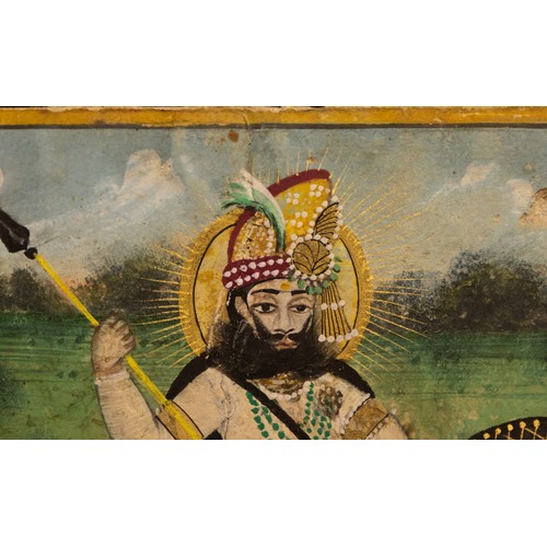 292 - An Indian Painting Depicting Raja Bishan Singh Hunting a Tiger on Horseback from the Late 19th Centu... 