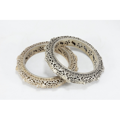 336 - A Collection of 3 Tribal Chinese Tibetan White Metal Bangles.

336g