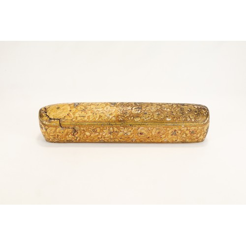 208 - A Large Islamic Kashmiri Paper-Mache Pen Box Qalamdan from the 18th-19th Century.

L: Approximately ... 