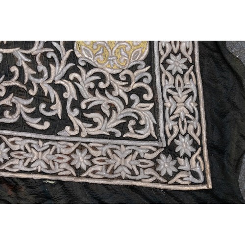 210 - An Extremely Rare Islamic Ottoman Silver-Threaded Silk Ka'abah Wall Decor Embroidery Decorated with ... 