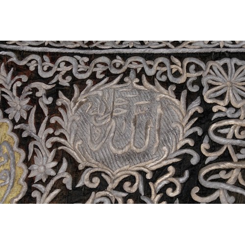 210 - An Extremely Rare Islamic Ottoman Silver-Threaded Silk Ka'abah Wall Decor Embroidery Decorated with ... 