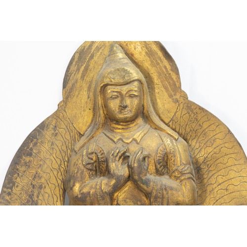 68 - A Rare Tibetan Bronze Gilt Plaque of Tsongkhapa from 18th- 19th Century.

H: Approximately 33cm

Pri... 