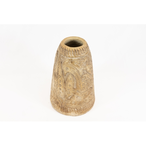 16 - ** NO RESERVE **

A Pre Islamic Terracotta Vase Decorated with Carvings of Birds.

H: Approximately ... 