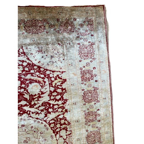 72 - An Extremely Fine Persian Silk Tabriz Haji Jalili Rug from Circa 1880s.

Warp: Silk
Weft: Silk
Pile:... 