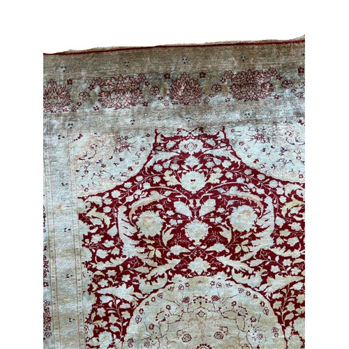 72 - An Extremely Fine Persian Silk Tabriz Haji Jalili Rug from Circa 1880s.

Warp: Silk
Weft: Silk
Pile:... 